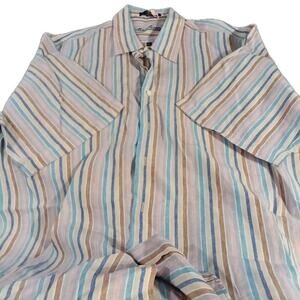 Alan Flusser 100% Linen Button Up Shirt Sz. 2XL Coastal Beach Vacation